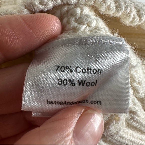 Hanna Andersson Cable Knit Fisherman Sweater Boy's 120 US 6-7 Cream Cotton Wool - Picture 2 of 6